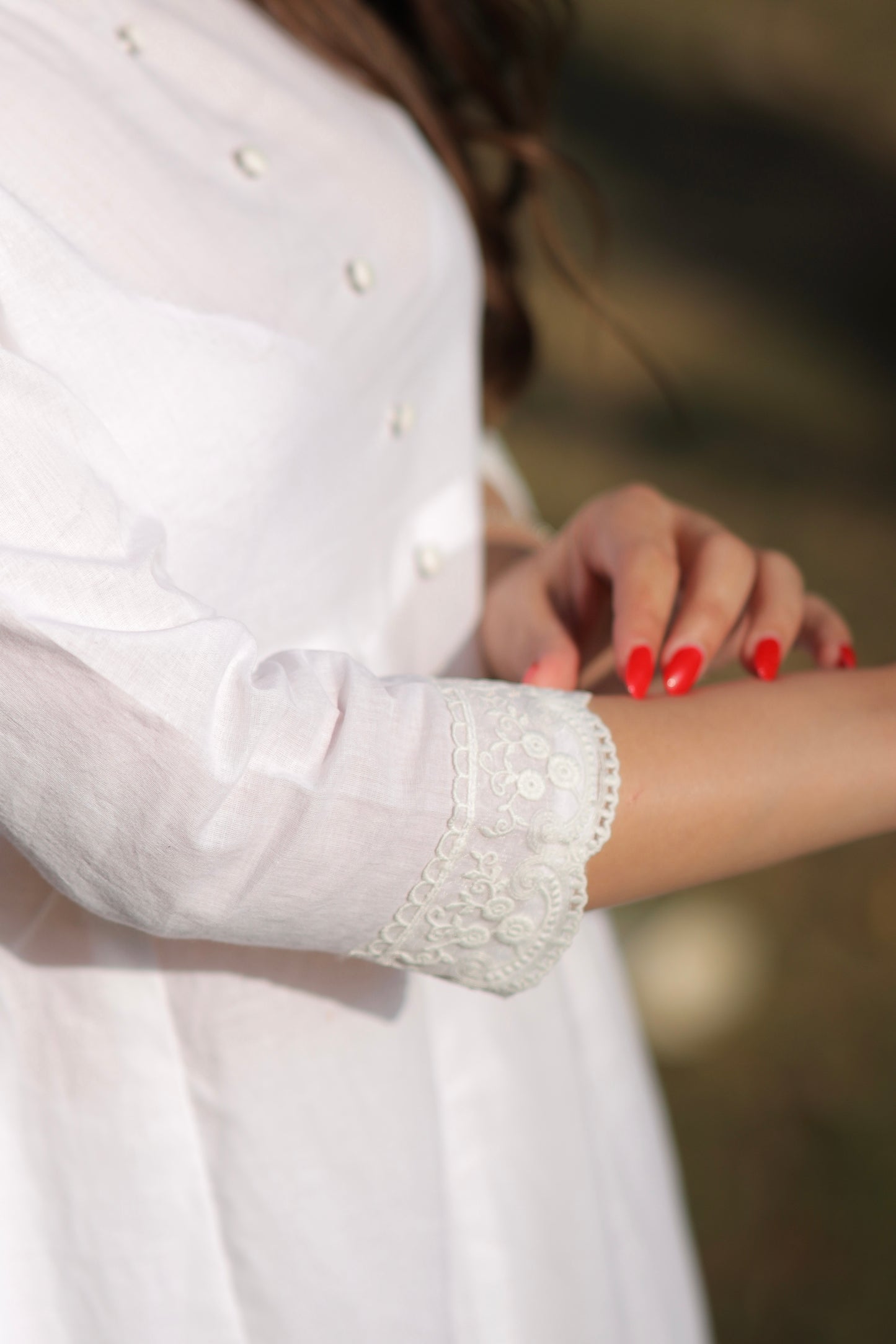 White Cotton Anarkali with Leggings