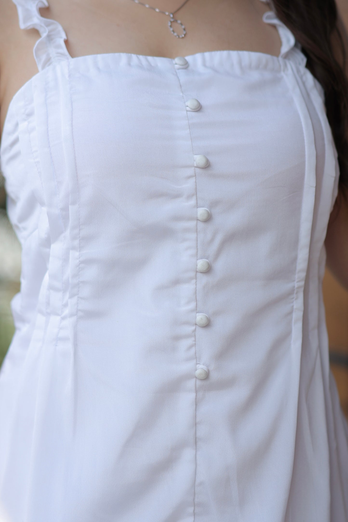 White Short Dress with Square Neckline