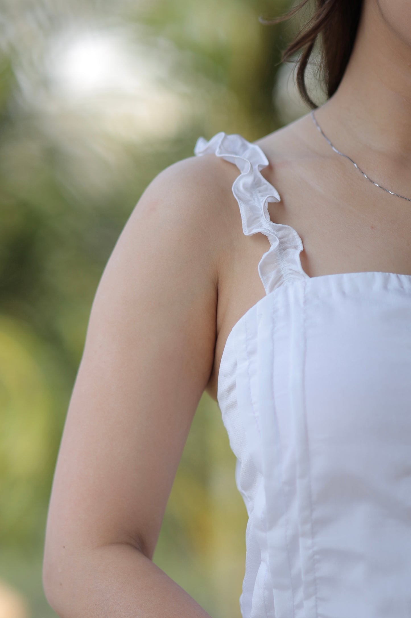 White Short Dress with Square Neckline