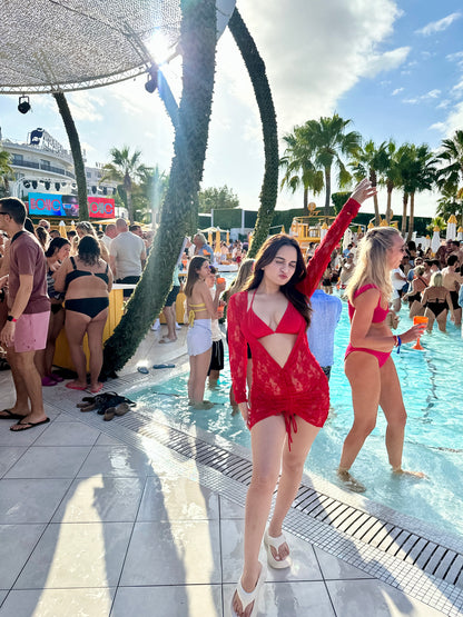 Rad bikini cover up with bikini ( red )