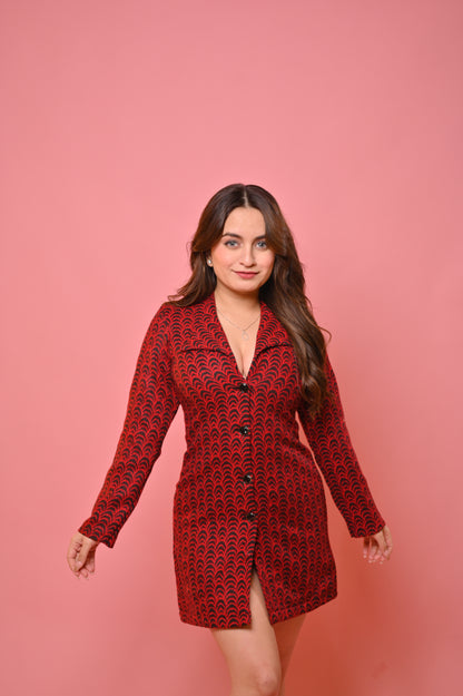 Red Tweed Blazer Dress