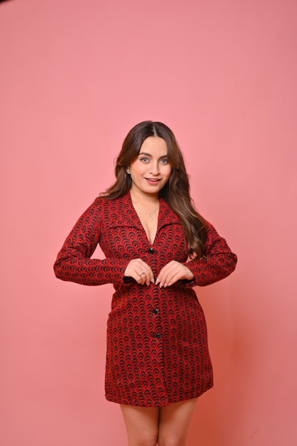 Red Tweed Blazer Dress