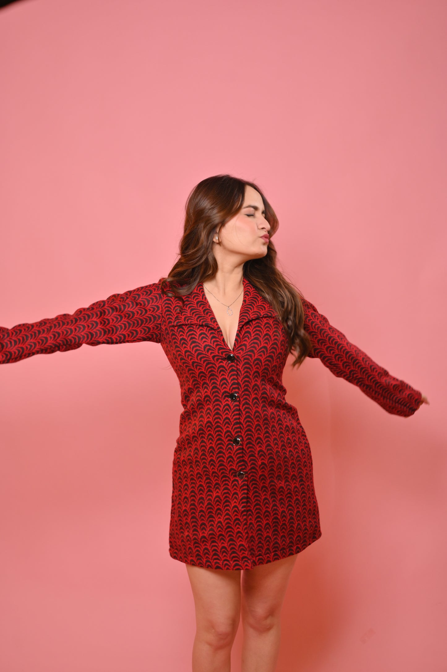 Red Tweed Blazer Dress