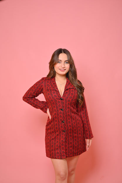 Red Tweed Blazer Dress